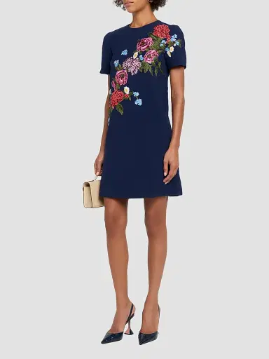 Carolina Herrera Women's Floral Shift Mini Dress - Midnight | Thumbnail 4