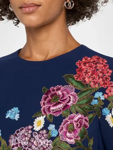 Carolina Herrera Women's Floral Shift Mini Dress - Midnight | Thumbnail 5