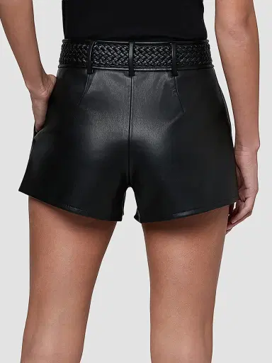 L'Agence Women's Virelle Braided-Waistband Faux-Leather Shorts | Thumbnail 3 L'Agence Women's Virelle Braided-Waistband Faux-Leather Shorts | Thumbnail 3