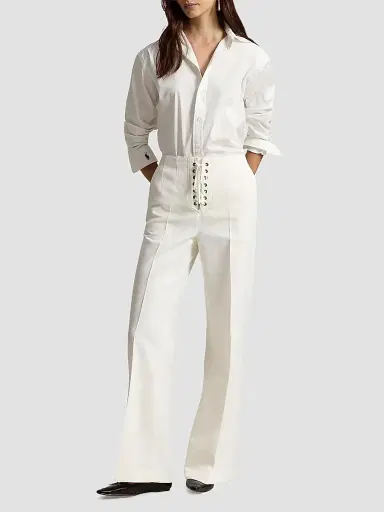 Polo Ralph Lauren Women's Beaton Cotton-Wool Lace-Up Pants - Cream | Thumbnail 2 Polo Ralph Lauren Women's Beaton Cotton-Wool Lace-Up Pants - Cream | Thumbnail 2
