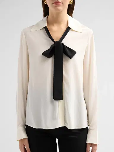 Frame Women's Contrast Tie Silk Shirt | Thumbnail 5 Frame Women's Contrast Tie Silk Shirt | Thumbnail 5
