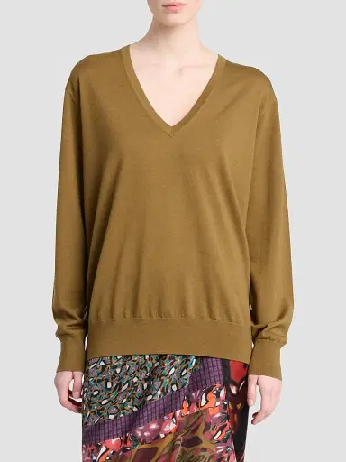 Dries Van Noten Women's Tuomas Bis Diamond-Stitch Merino Wool Sweater | Thumbnail 4 Dries Van Noten Women's Tuomas Bis Diamond-Stitch Merino Wool Sweater | Thumbnail 4