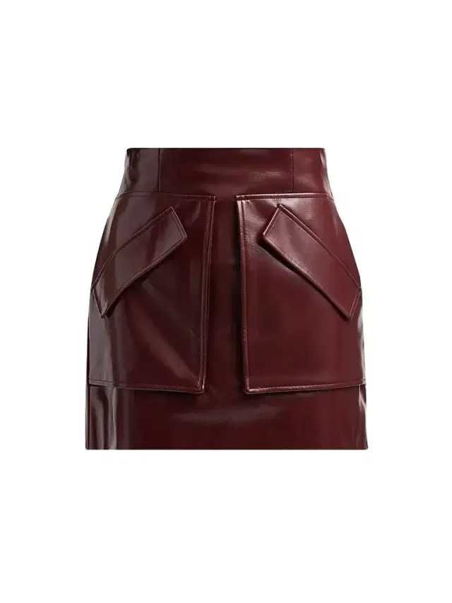 Aknvas Women's Cherry Faux Leather Mini Skirt - Burgundy