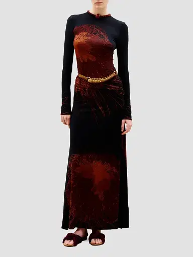 Silvia Tcherassi Women's Gabbice Chain-Detail Abstract-Print Maxi Dress - Navy - Size XL | Thumbnail 2