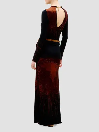 Silvia Tcherassi Women's Gabbice Chain-Detail Abstract-Print Maxi Dress - Navy - Size XL | Thumbnail 3