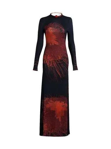 Silvia Tcherassi Women's Gabbice Chain-Detail Abstract-Print Maxi Dress - Navy - Size XL | Thumbnail 1