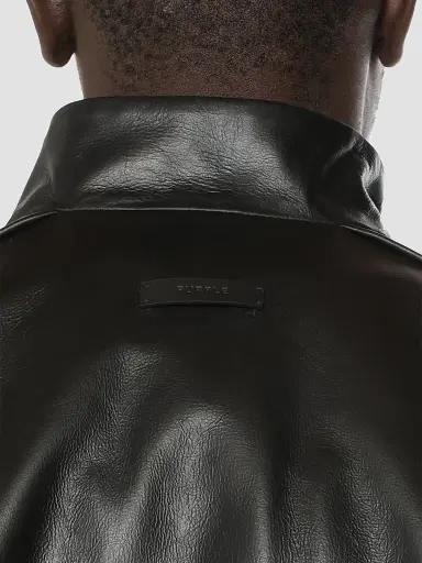 Purple Brand Men's Leather Track Jacket - Black - Size XXL | Thumbnail 4