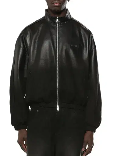 Purple Brand Men's Leather Track Jacket - Black - Size XXL | Thumbnail 1