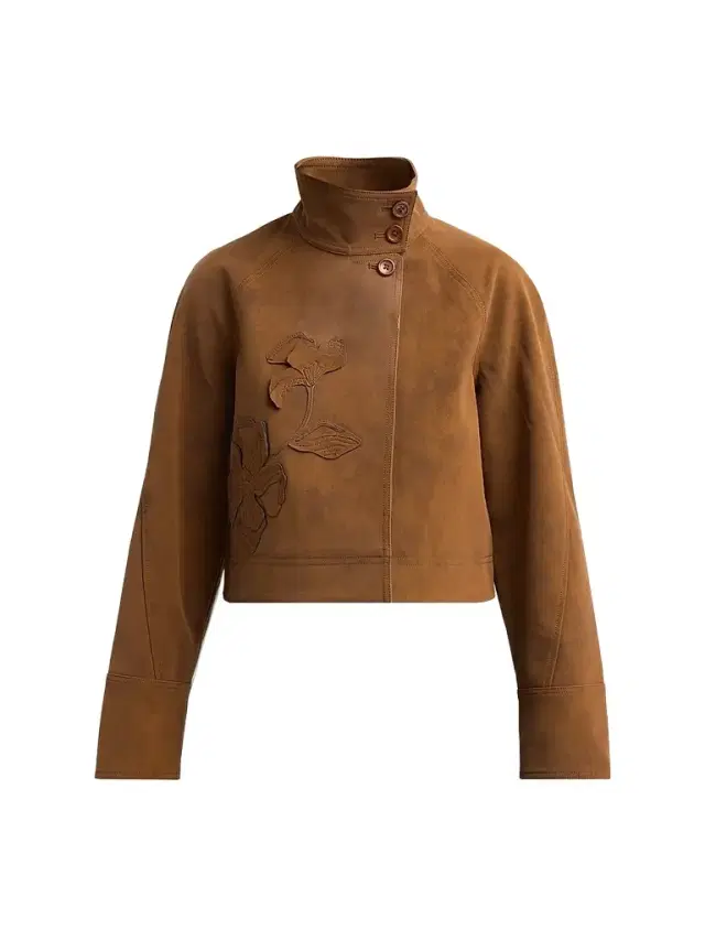 Amur Women's Kaia Embroidered Faux-Suede Crop Jacket