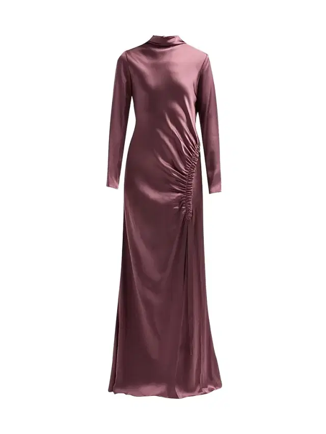 Lapointe Women's Satin Ruched A-Line Tab Gown - Dark Mauve