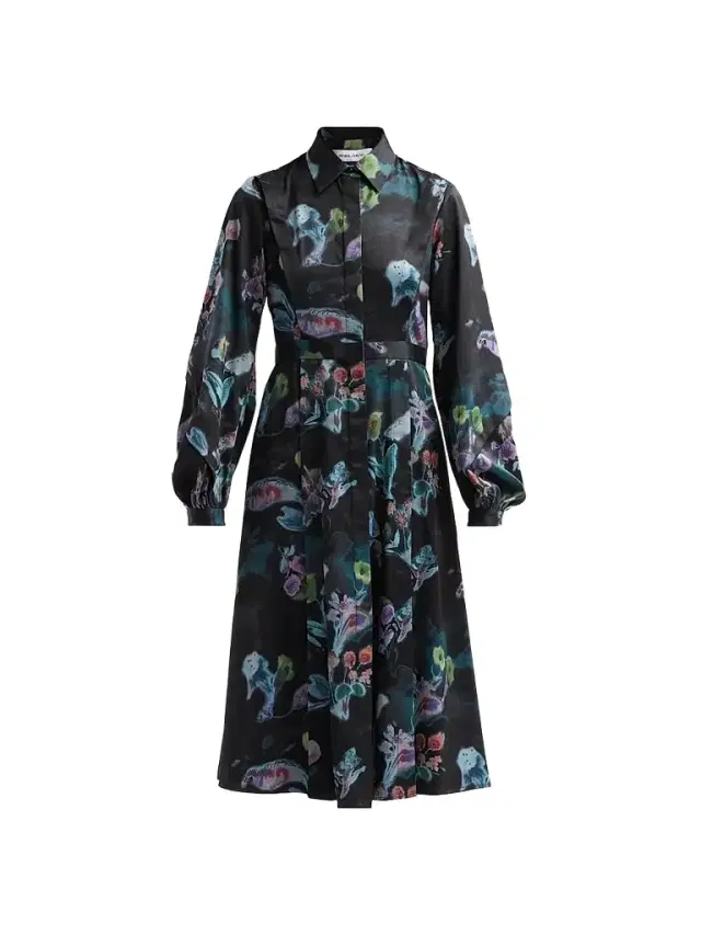PRABAL GURUNG Women's Floral A-Line Midi Shirtdress - Black Multi