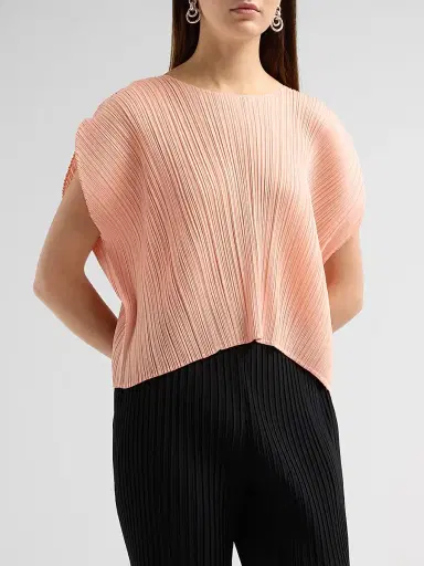 Pleats Please Issey Miyake Women's Round Neck Pleated Top | Thumbnail 4