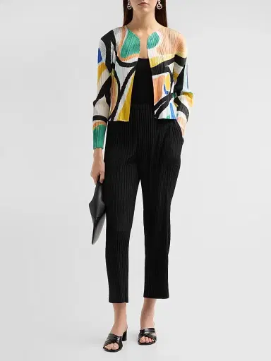 Pleats Please Issey Miyake Women's Roll Abstract Pleated Cardigan | Thumbnail 2