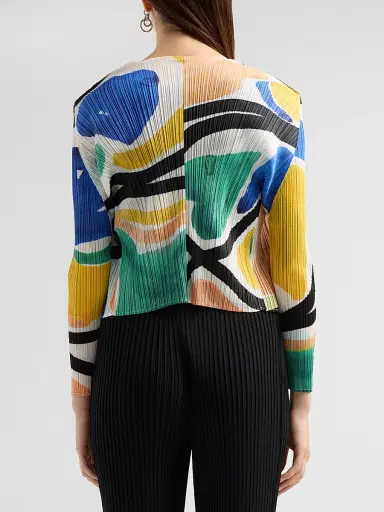 Pleats Please Issey Miyake Women's Roll Abstract Pleated Cardigan | Thumbnail 3