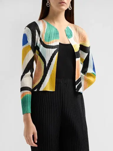 Pleats Please Issey Miyake Women's Roll Abstract Pleated Cardigan | Thumbnail 4
