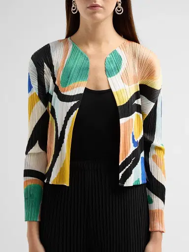 Pleats Please Issey Miyake Women's Roll Abstract Pleated Cardigan | Thumbnail 5