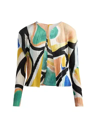 Pleats Please Issey Miyake Women's Roll Abstract Pleated Cardigan | Thumbnail 1