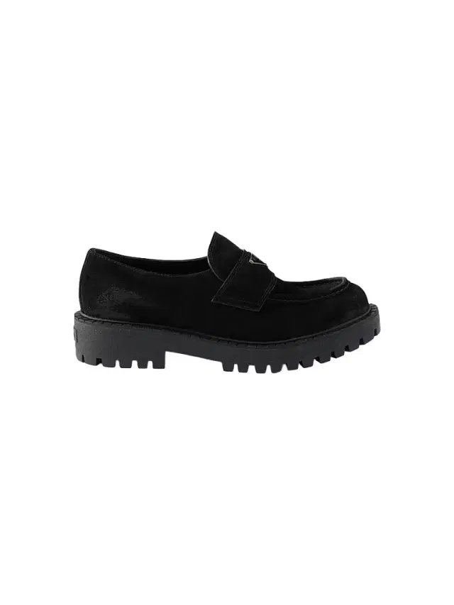 Prada Men's Aged Suede Loafers - Black