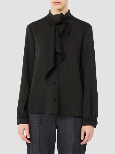 Max Mara Women's Ruffled Silk Charmeuse Shirt | Thumbnail 3 Max Mara Women's Ruffled Silk Charmeuse Shirt | Thumbnail 3