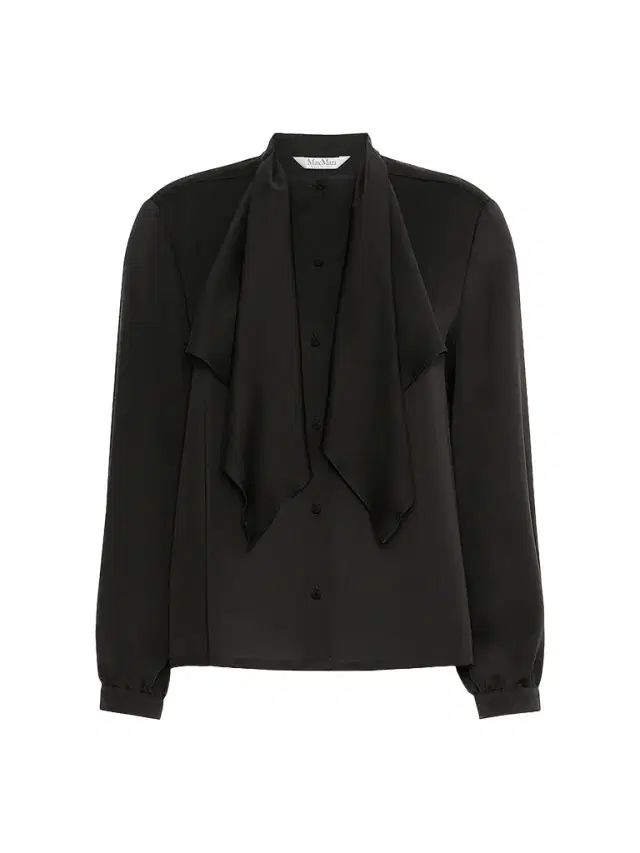 Max Mara Women's Ruffled Silk Charmeuse Shirt - Black
