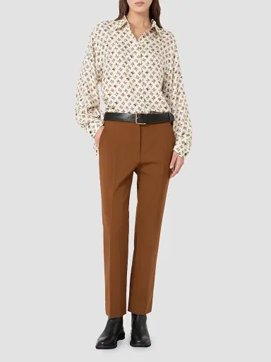 Max Mara Women's Slim Double Woollen Cloth Trousers - Tobacco | Thumbnail 2 Max Mara Women's Slim Double Woollen Cloth Trousers - Tobacco | Thumbnail 2