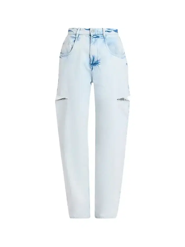 Maison Margiela Women's Distressed Barrel Jeans - Bleach Indigo Blue