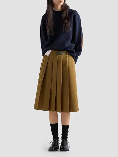Prada Women's Hopsack Midi Skirt | Thumbnail 2 Prada Women's Hopsack Midi Skirt | Thumbnail 2