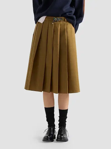 Prada Women's Hopsack Midi Skirt | Thumbnail 3 Prada Women's Hopsack Midi Skirt | Thumbnail 3