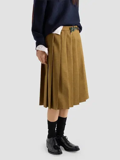 Prada Women's Hopsack Midi Skirt | Thumbnail 4 Prada Women's Hopsack Midi Skirt | Thumbnail 4
