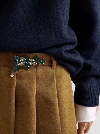 Prada Women's Hopsack Midi Skirt | Thumbnail 6 Prada Women's Hopsack Midi Skirt | Thumbnail 6
