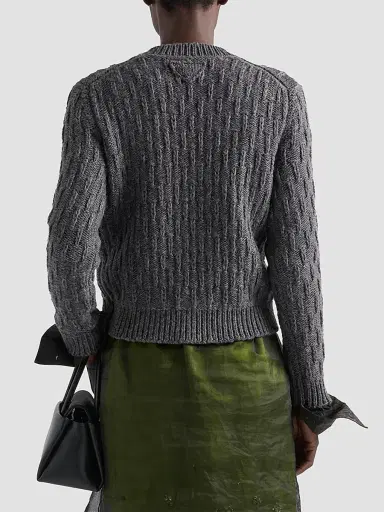 Prada Women's Wool and Alpaca Cardigan - Grey | Thumbnail 5