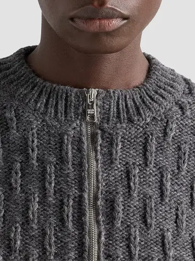 Prada Women's Wool and Alpaca Cardigan - Grey | Thumbnail 6