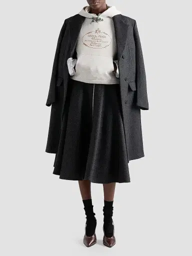 Prada Women's Double Wool Midi-Skirt - Grey - Size 8 | Thumbnail 2 Prada Women's Double Wool Midi-Skirt - Grey - Size 8 | Thumbnail 2