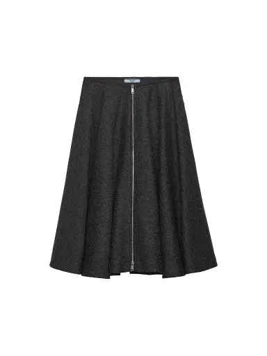 Prada Women's Double Wool Midi-Skirt - Grey - Size 8 | Thumbnail 1 Prada Women's Double Wool Midi-Skirt - Grey - Size 8 | Thumbnail 1