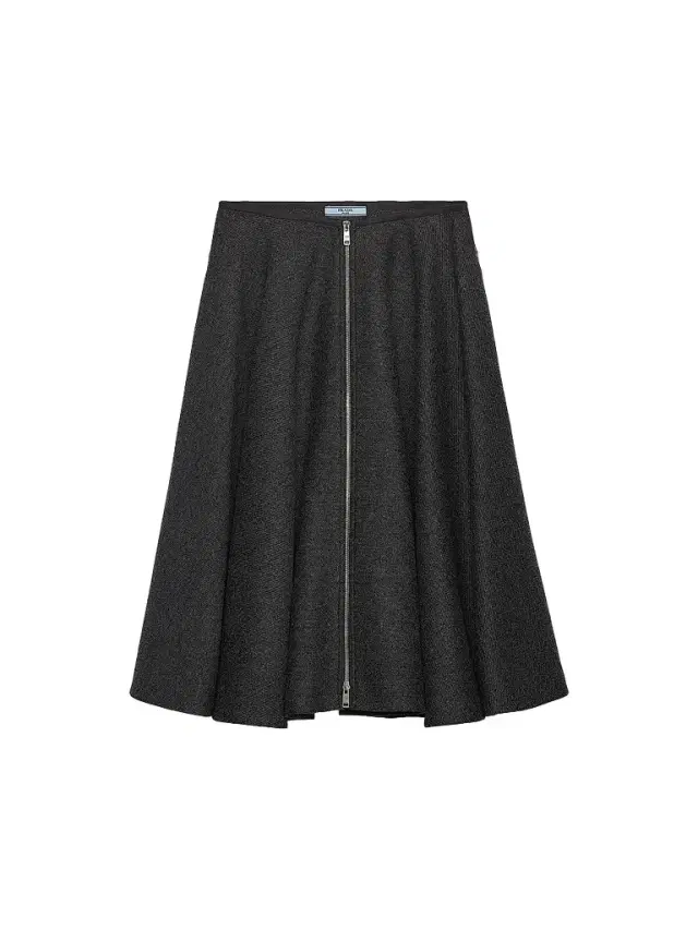 Prada Women's Double Wool Midi-Skirt - Grey