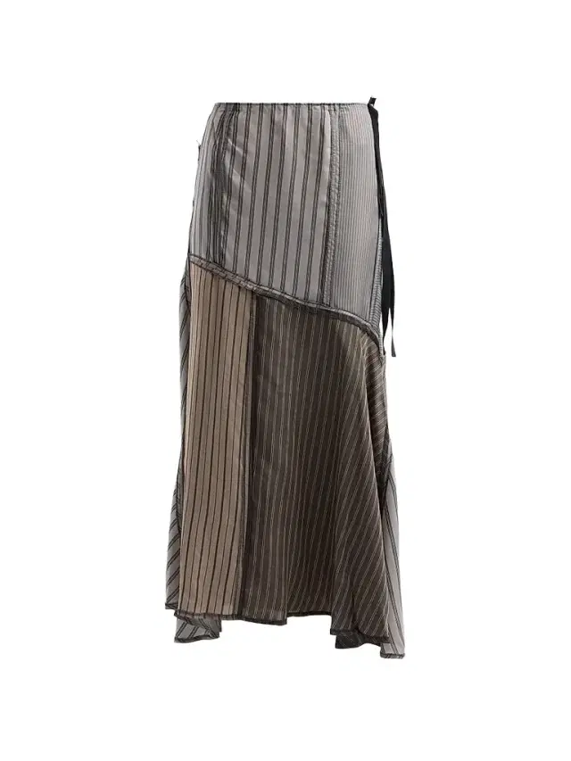 Maison Margiela Women's Striped Patchwork Cupro Midi Skirt - Mid Grey Steel - Size 10