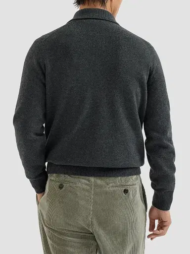Brunello Cucinelli Men's Cashmere Shirt-Style Cardigan with Chest Pockets - Stone Grey | Thumbnail 3 Brunello Cucinelli Men's Cashmere Shirt-Style Cardigan with Chest Pockets - Stone Grey | Thumbnail 3