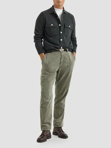 Brunello Cucinelli Men's Cashmere Shirt-Style Cardigan with Chest Pockets - Stone Grey | Thumbnail 6 Brunello Cucinelli Men's Cashmere Shirt-Style Cardigan with Chest Pockets - Stone Grey | Thumbnail 6