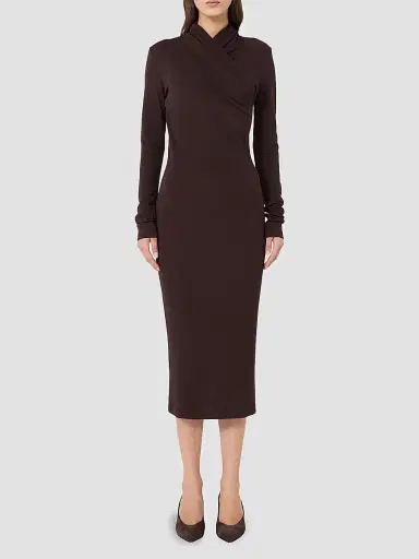 Max Mara Women's Slim Fluid Jersey Dress - Dark Brown - Size 14 | Thumbnail 2