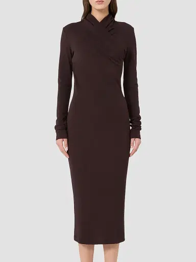 Max Mara Women's Slim Fluid Jersey Dress - Dark Brown - Size 14 | Thumbnail 3
