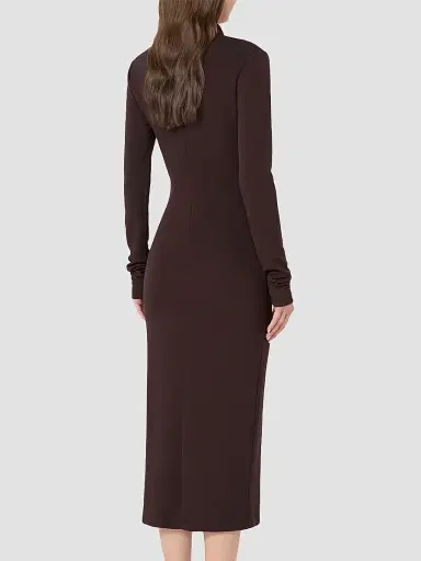 Max Mara Women's Slim Fluid Jersey Dress - Dark Brown - Size 14 | Thumbnail 4