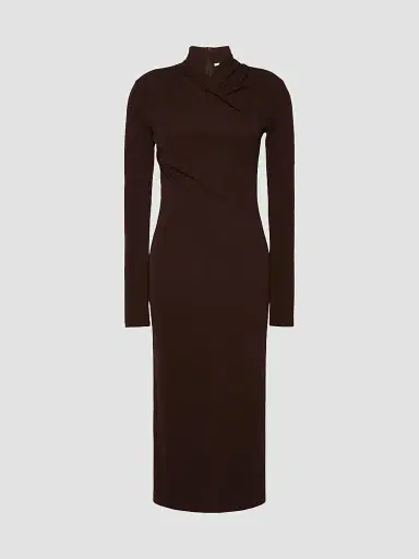 Max Mara Women's Slim Fluid Jersey Dress - Dark Brown - Size 14 | Thumbnail 7