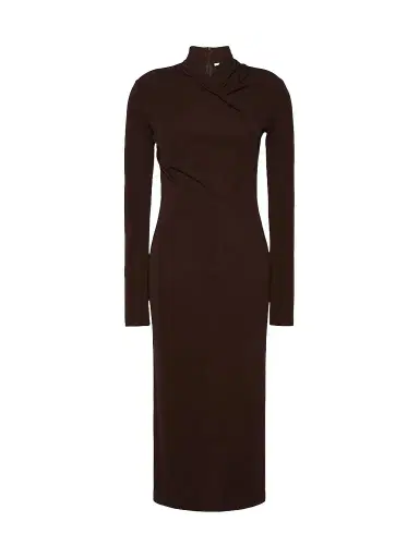 Max Mara Women's Slim Fluid Jersey Dress - Dark Brown - Size 14 | Thumbnail 1