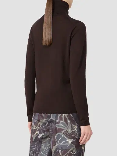 Max Mara Women's Wool Yarn Polo Neck Sweater - Dark Brown - Size XL | Thumbnail 4 Max Mara Women's Wool Yarn Polo Neck Sweater - Dark Brown - Size XL | Thumbnail 4