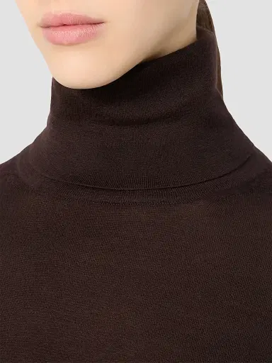 Max Mara Women's Wool Yarn Polo Neck Sweater - Dark Brown - Size XL | Thumbnail 5 Max Mara Women's Wool Yarn Polo Neck Sweater - Dark Brown - Size XL | Thumbnail 5