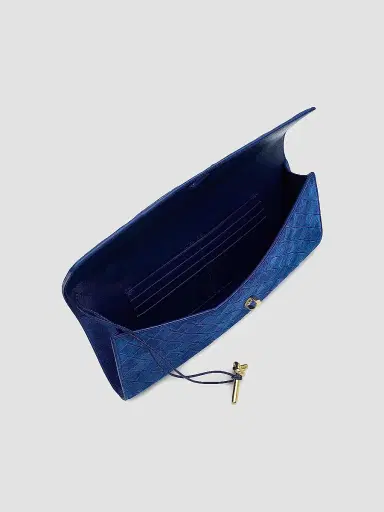 Bottega Veneta Women's Andiamo Intrecciato Suede Top-Handle Clutch - Blue Royal Muse | Thumbnail 4