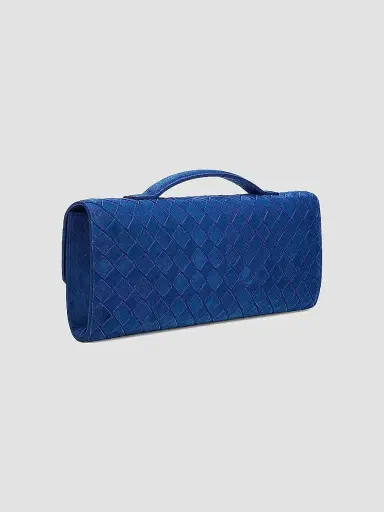 Bottega Veneta Women's Andiamo Intrecciato Suede Top-Handle Clutch - Blue Royal Muse | Thumbnail 5