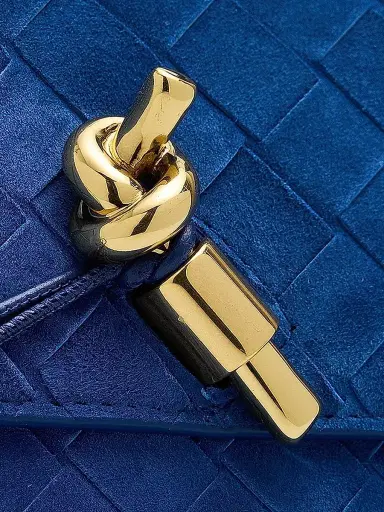 Bottega Veneta Women's Andiamo Intrecciato Suede Top-Handle Clutch - Blue Royal Muse | Thumbnail 6