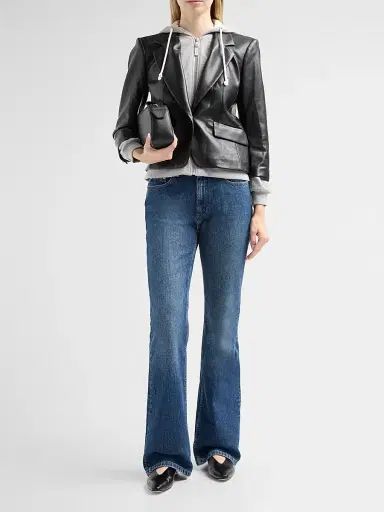 Cinq à Sept Women's Faux Leather Le Petit Khloe Blazer - Black Heather Grey | Thumbnail 2