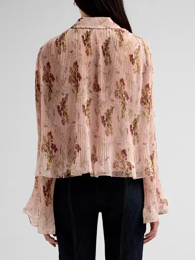 Cinq à Sept Women's Aleyna Loveletter Floral Pleated Ruffle Top - Soft Rose Multi | Thumbnail 3